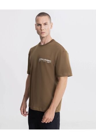 Camiseta Para Hombre Manga Corta Cuello Redondo Color Café Marca Atmos #32090289 Atmos