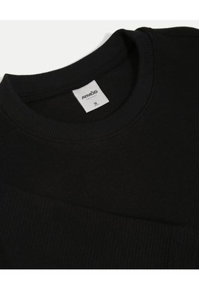 Camiseta Regular Fit Manga Corta Texturizada  Para Hombre Negro Atmos