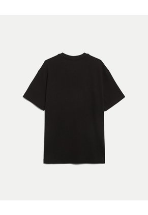 Camiseta Regular Fit Manga Corta Texturizada  Para Hombre Negro Atmos