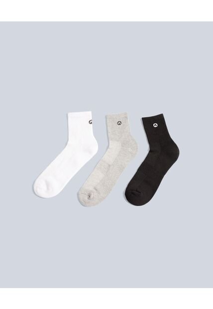 Pack X3 Medias Caña Media En Algodón X3 Para Hombre Blanco Atmos