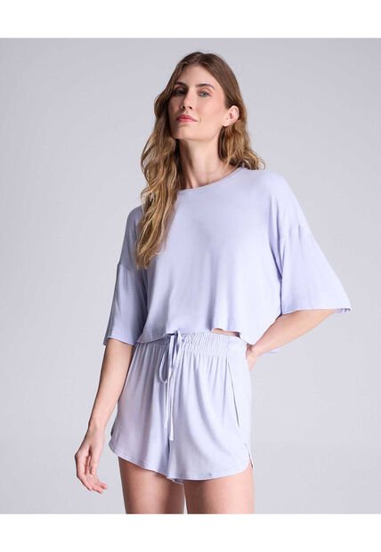 Camiseta Para Mujer Manga Corta Color Lila Marca Atmos #31090116