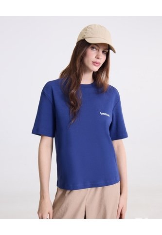 Camiseta Amplia Básica Con Screen Para Mujer  Deportiva  Color Azul Marca Atmos Atmos