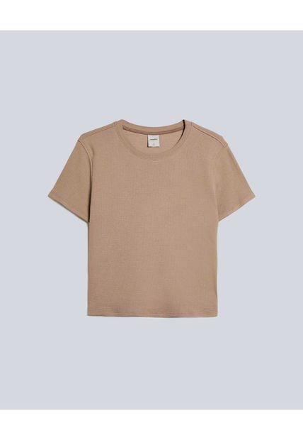 Camiseta Para Mujer Manga Corta Cuello Redondo Color Café Claro Marca Atmos #31090195