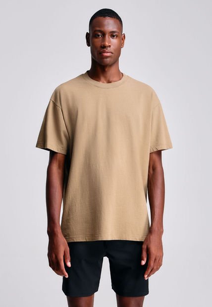 Camiseta Para Hombre Manga Corta Color Café Claro Marca Atmos #32090122