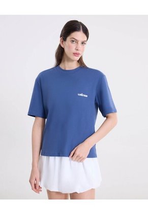 Camiseta Amplia Básica Con Screen  Para Mujer Azul Atmos