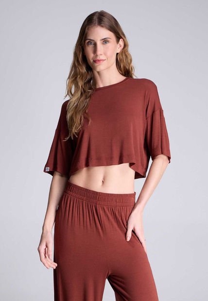 Camiseta Para Mujer Manga Corta Color Terracota Marca Atmos #31090117