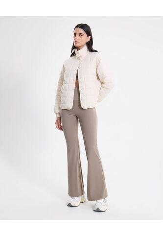 Chaqueta Acolchada Corta Cuello Alto  Para Mujer Beige Atmos Atmos