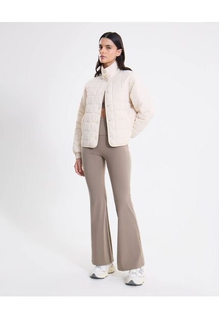 Chaqueta Acolchada Corta Cuello Alto  Para Mujer Beige Atmos
