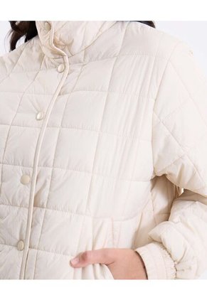 Chaqueta Acolchada Corta Cuello Alto  Para Mujer Beige Atmos