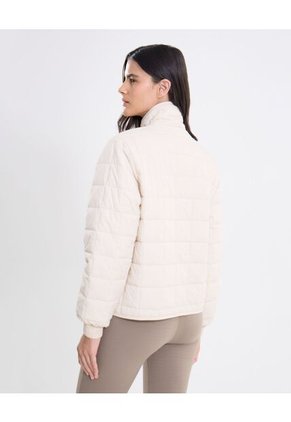 Chaqueta Acolchada Corta Cuello Alto  Para Mujer Beige Atmos
