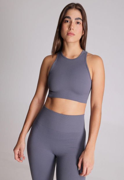 Top Para Mujer Cuello Redondo Color Gris Oscuro Marca Atmos #31220097
