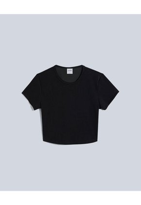 Crop Top Para Mujer Manga Corta Color Negro Marca Atmos #31090178