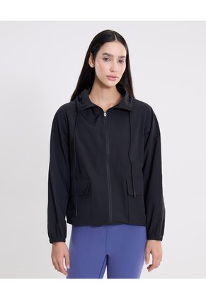 Chaqueta Rompevientos Oversize Con Capota Para Mujer  Deportiva  Color Negro Marca Atmos