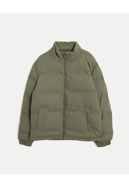 Chaqueta Acolchada Pu Cuello Alto  Para Hombre Verde Atmos