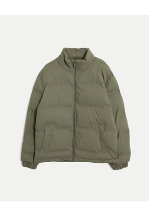 Chaqueta Acolchada Pu Cuello Alto Para Hombre Verde Atmos