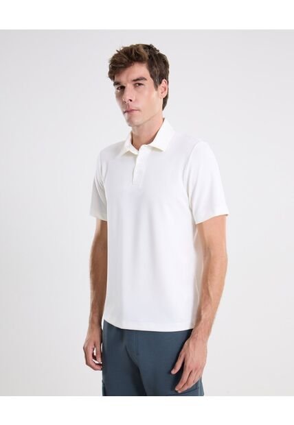 Polo Manga Corta Plush  Para Hombre Blanco Atmos