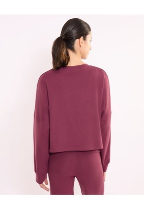 Buzo Cuello Redondo Amplio Lofi Para Mujer  Deportiva  Color Vino Marca Atmos