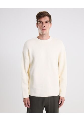 Saco Cuello Redondo Tejido  Para Hombre Crema Atmos Atmos