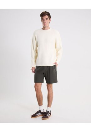Saco Cuello Redondo Tejido Para Hombre Crema Atmos