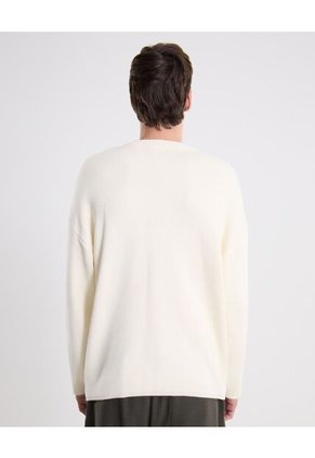 Saco Cuello Redondo Tejido Para Hombre Crema Atmos