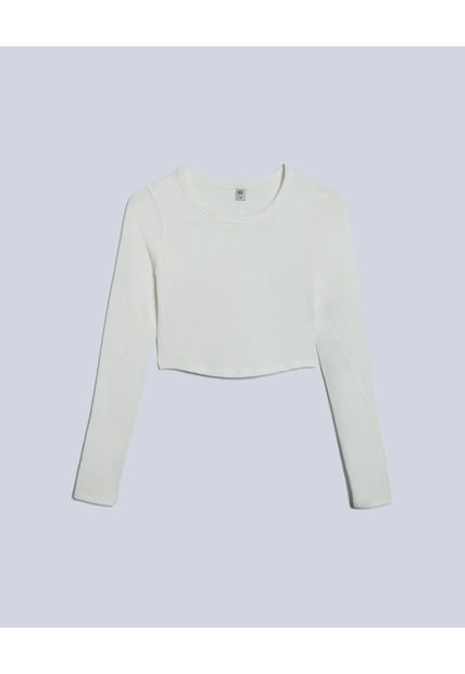 Crop Top Para Mujer Manga Larga Color Marfil Marca Atmos #31090098