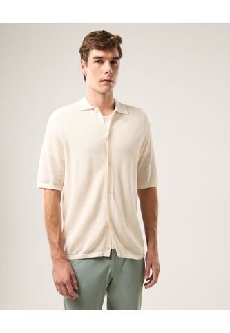 Polo Tejida Básica  Para Hombre Crema Atmos Atmos