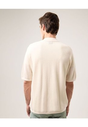 Polo Tejida Básica  Para Hombre Crema Atmos
