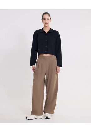 Saco Corto Abierto Con Bolsillos  Para Mujer Negro Atmos