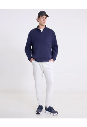 Buzo Half Zipper Corte Alto Para Hombre Azul Atmos