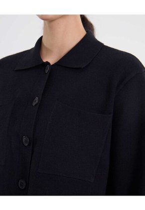 Saco Corto Abierto Con Bolsillos  Para Mujer Negro Atmos