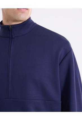 Buzo Half Zipper Corte Alto Para Hombre Azul Atmos