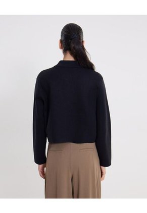 Saco Corto Abierto Con Bolsillos  Para Mujer Negro Atmos