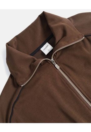 Buzo Full Zipper Piping Plush  Para Mujer Café Atmos