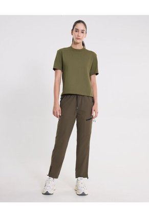 Camiseta Básica Manga Corta Amplia Para Mujer Verde Atmos