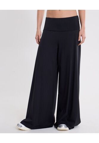 Pantalón Pretina Doblada Amplio Algodón  Para Mujer Negro Atmos Atmos