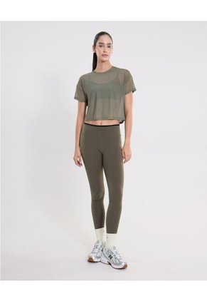 Camiseta Manga Corta En Mesh Para Mujer Verde Atmos