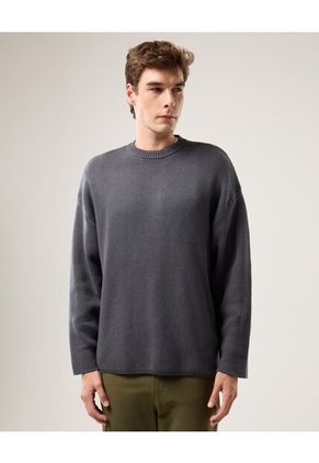 Saco Cuello Redondo Tejido Para Hombre Gris Atmos