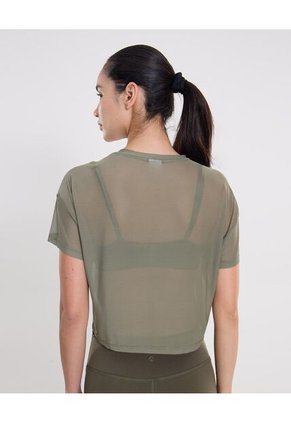 Camiseta Manga Corta En Mesh Para Mujer Verde Atmos