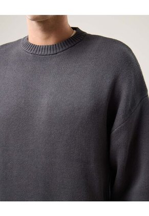 Saco Cuello Redondo Tejido Para Hombre Gris Atmos