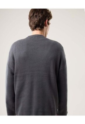 Saco Cuello Redondo Tejido Para Hombre Gris Atmos