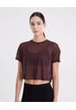 Camiseta Manga Corta En Mesh  Para Mujer Camel Atmos de Atmos