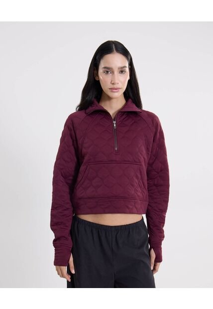 Chaqueta Acolchada Half Zipper Fit Relajado  Para Mujer Vino Atmos