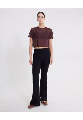 Camiseta Manga Corta En Mesh  Para Mujer Camel Atmos