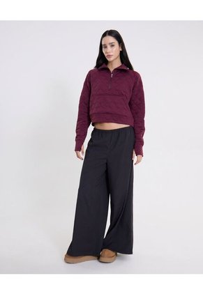 Chaqueta Acolchada Half Zipper Fit Relajado  Para Mujer Vino Atmos