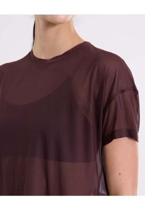 Camiseta Manga Corta En Mesh  Para Mujer Camel Atmos