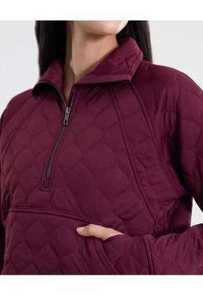 Chaqueta Acolchada Half Zipper Fit Relajado  Para Mujer Vino Atmos