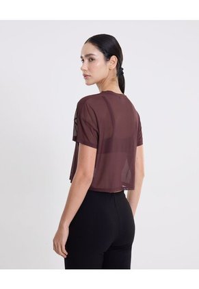 Camiseta Manga Corta En Mesh  Para Mujer Camel Atmos