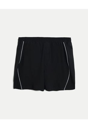 Bermuda Training Larga Con Biker Piping Para Hombre Negro Atmos
