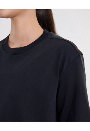 Camiseta Básica Manga Corta Amplia Para Mujer Negro Atmos