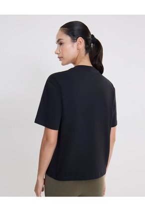 Camiseta Básica Manga Corta Amplia Para Mujer Negro Atmos